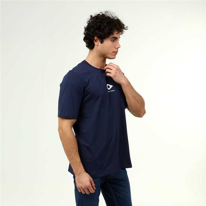 Men's Active Style Cotton Navy Blue T-shirt